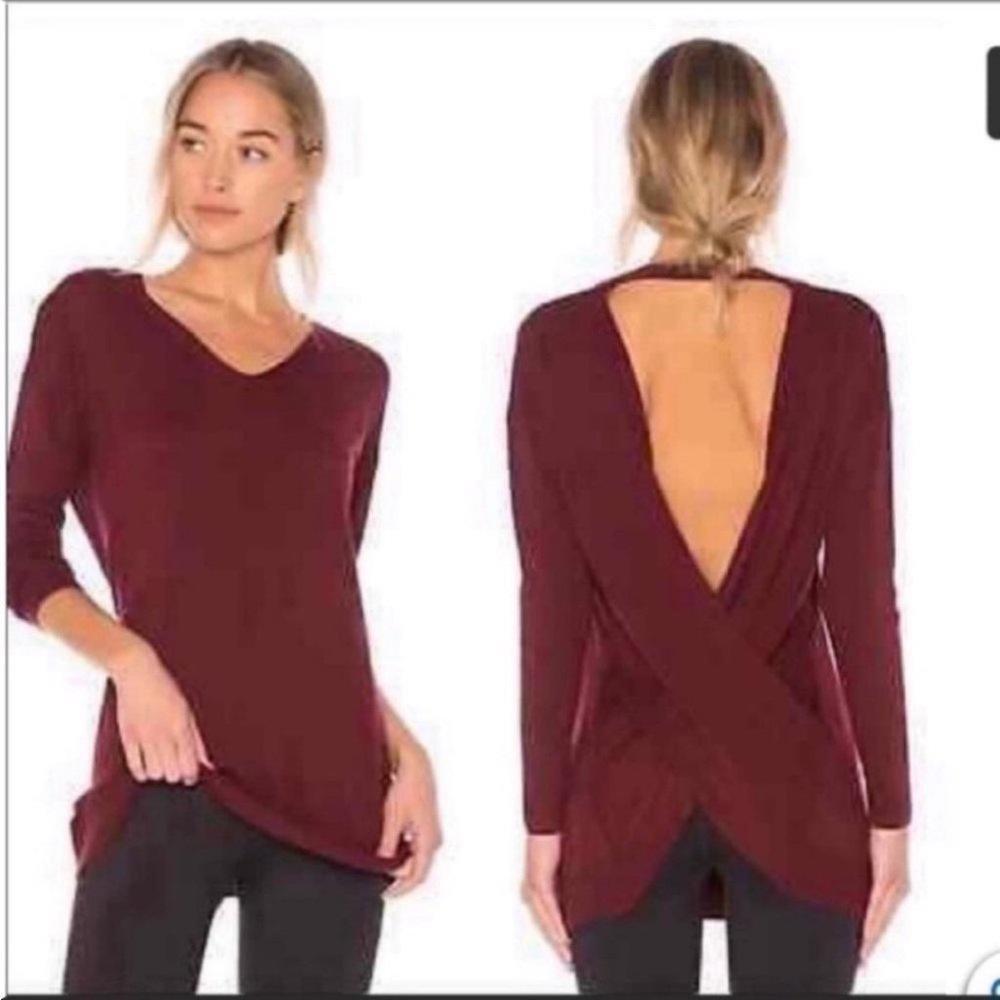 Vimmia Shavasana Reversible Sweater Large Burgundy Women’s New V-Neck‎